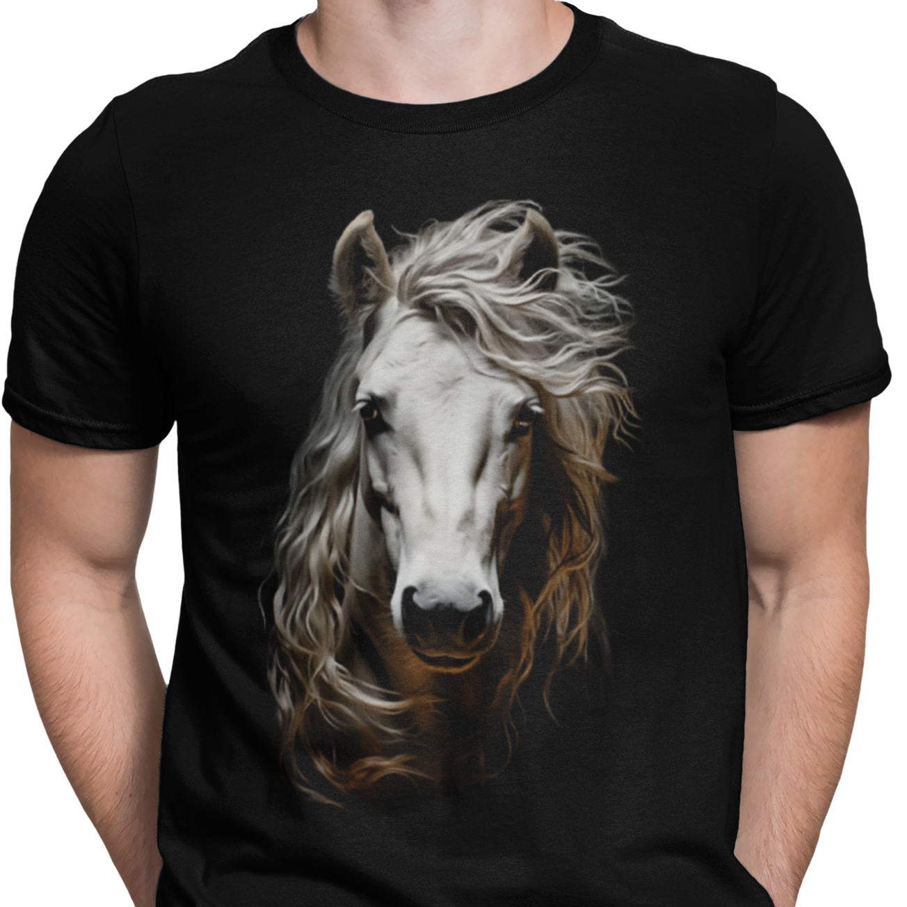 CAMISETA NEGRA CABALLO BLANCO