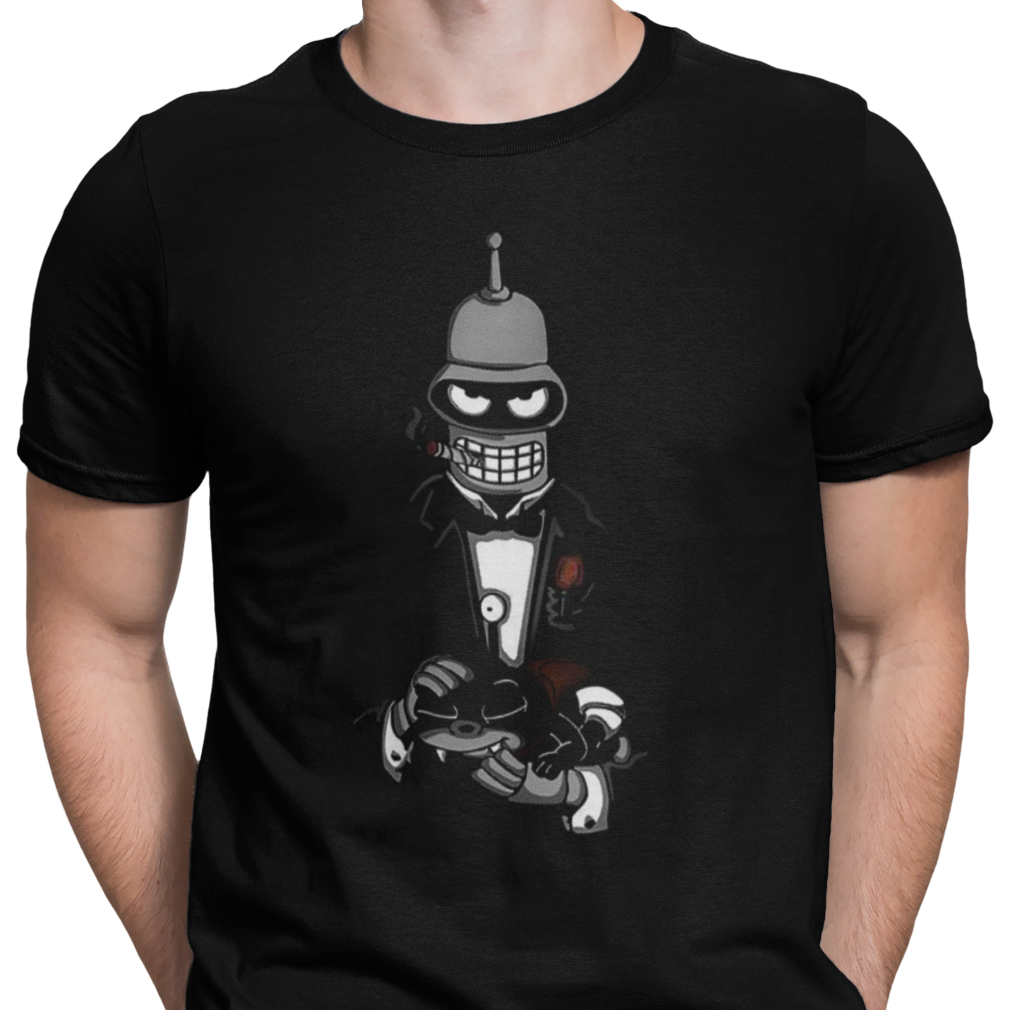 CAMISETA BENDER MAFIOSO CON MORDISQUITOS
