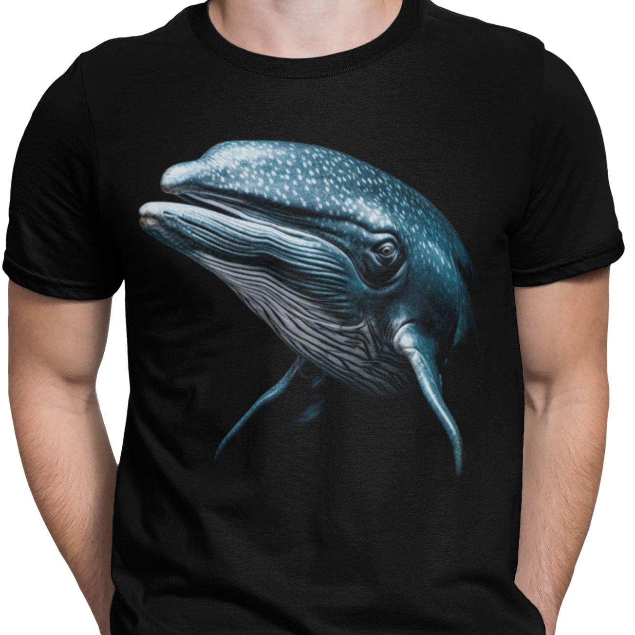 CAMISETA NEGRA BALLENA AZUL